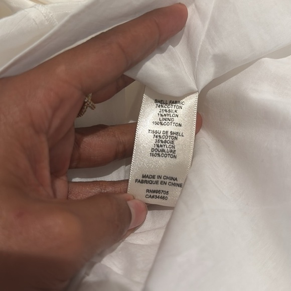 NWT REBECCA TAYLOR peekaboo bow top in white size 2 peplum off the shoulder - Picture 7 of 8